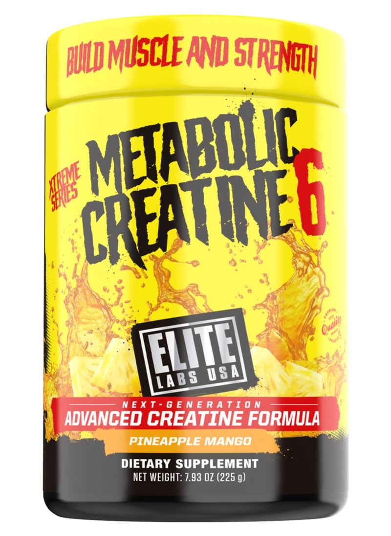 Elite Labs USA - Metabolic Creatine 6, Blend, Monohydrate, Hcl, Pre And Post Workout- 30 Scoops, 225g - Image 1