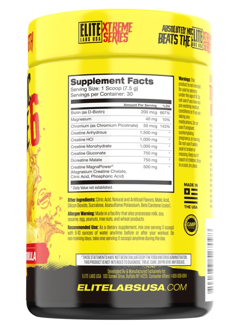 Elite Labs USA - Metabolic Creatine 6, Blend, Monohydrate, Hcl, Pre And Post Workout- 30 Scoops, 225g - Image 1