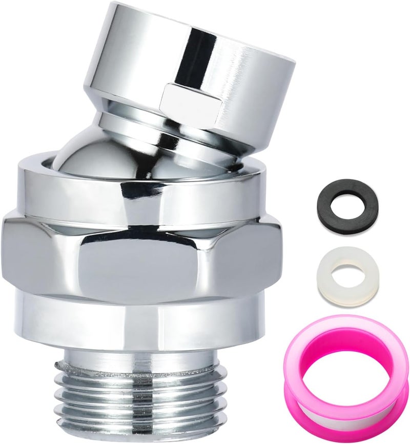 Offo Shower Head Swivel Ball Adapter, All Metal Adjustable Shower Arm Extension Connector Universal Showering Component Solid Brass, Chrome - Image 1