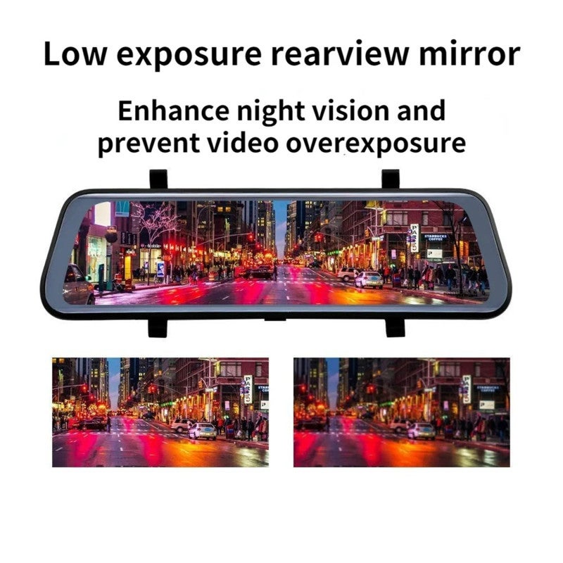 1080P Dash Camera 10" Antiglare IPS Touchscreen Dual Cameras - Night-Vision Video Loop Recording Collision Locking Parking Monitoring for Car Driving Safety - Image 5
