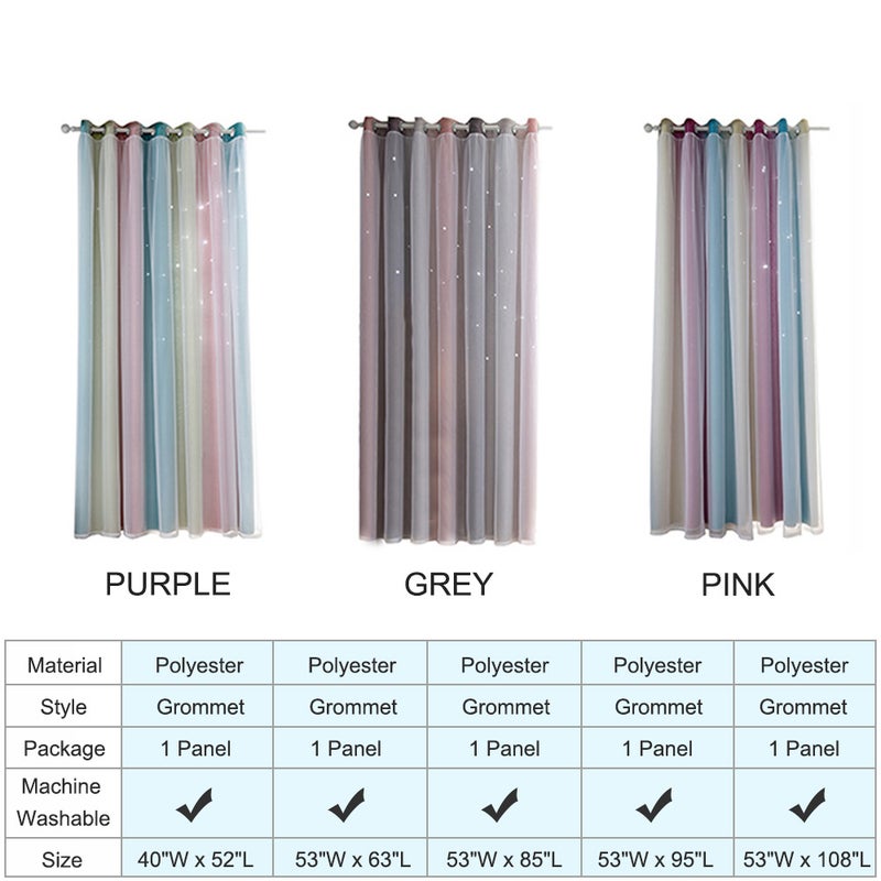 1PC Star Curtain Blackout High Precision Curtains for Kids Girls Bedroom Living Room Colorful Double Layer Star Window Curtains - Image 5