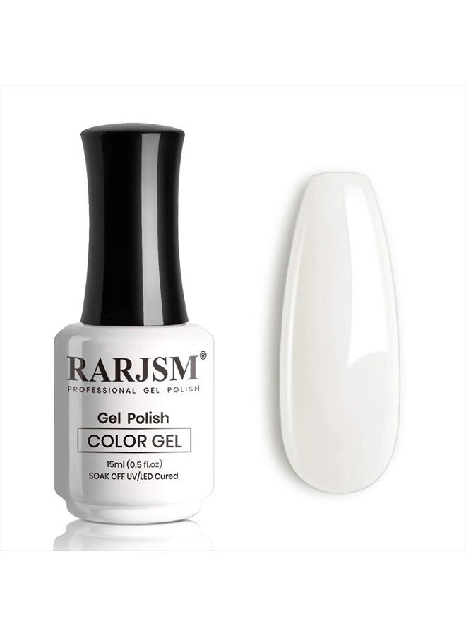 RARJSM Milky White Gel Polish, 15ML French White Nail Art Manicure Varnish LED UV Translucent Gel Nail Polish Soak Off Clear Nail Gel Sheer White Gel Polish - Image 1