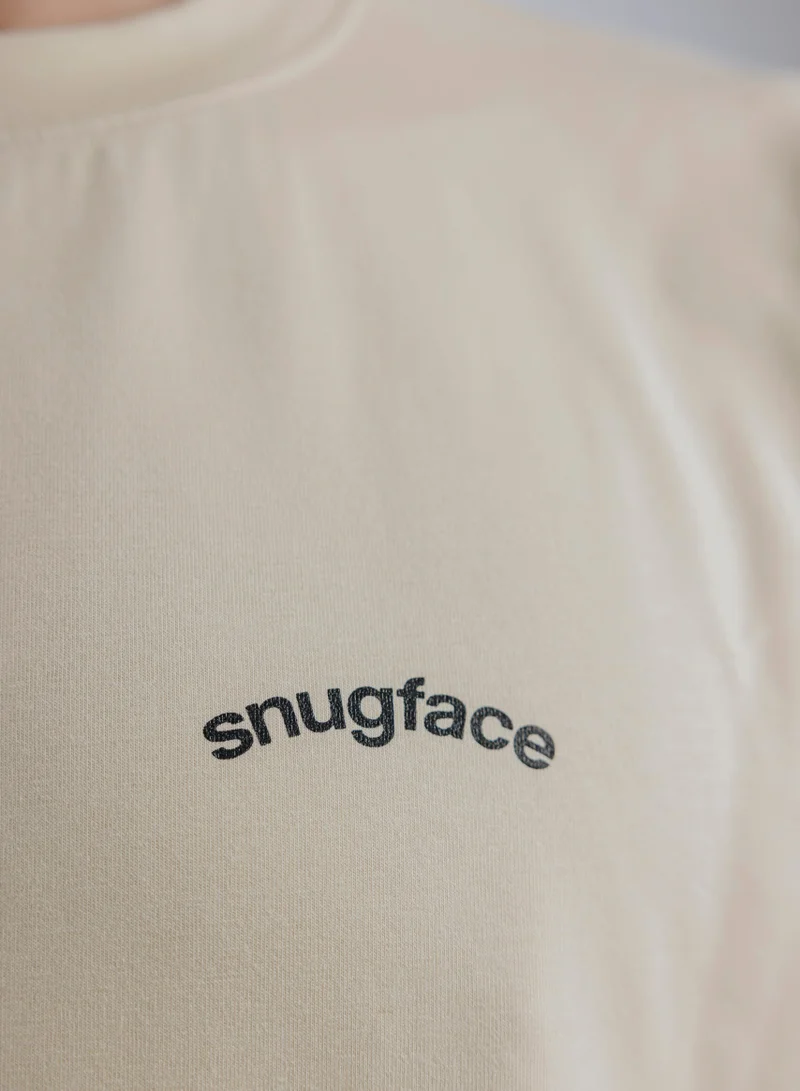 Snugface Snugface The Printed Oversized Tshirts, Beige, SF15-3BEI, Size-S