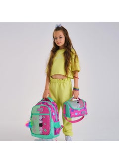 CORAL HIGH Kids Pink Water Green Cat Patterned 3-Piece School Bag Set SET0123490  - Image 3