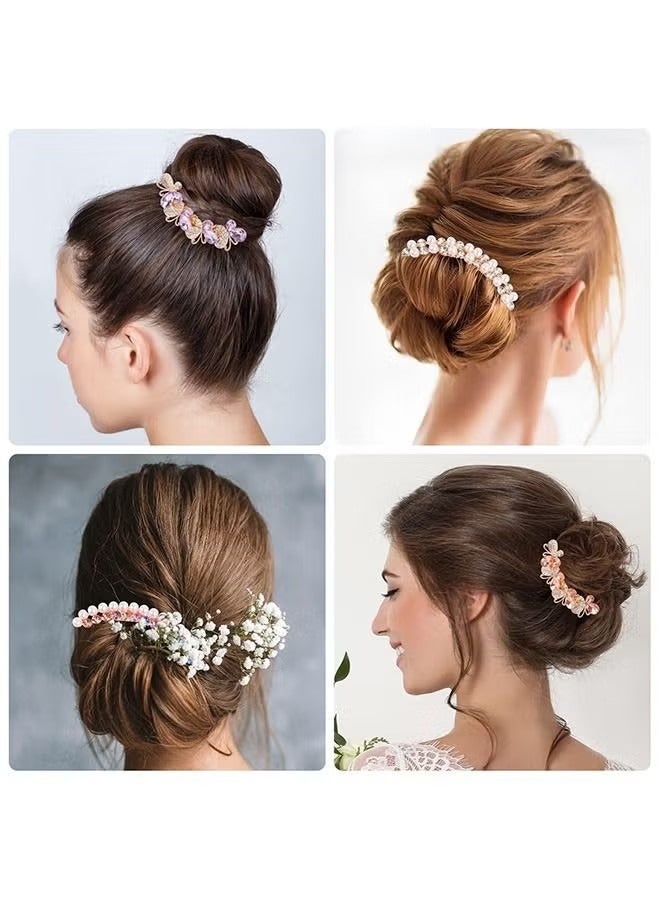 Rhinestones Butterfly Hair Clip Side Combs, Crystals Smooth Rust Proof Alloy Hair Fork Clip for Updo Bun, Vintage Decorative Hair Combs Teeth Hair Pin Hair Styling Accessories (Golden) - Image 5