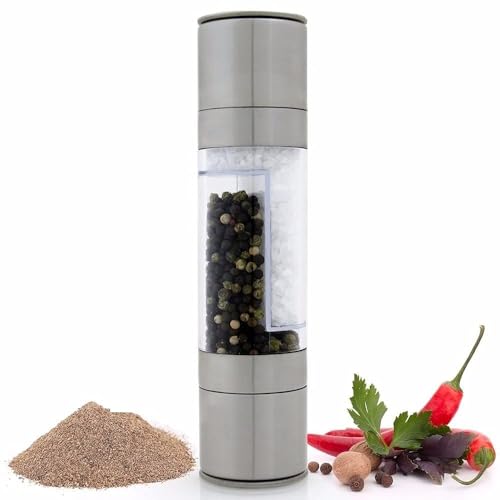 Evona Pepper Grinder 2 in 1 Stainless Steel Glass Body Manual Salt Pepper Mill Grinder Seasoning Grinding for Cooking Restaurants - Image 3
