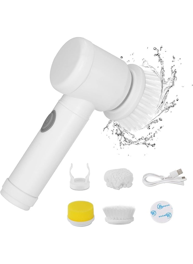 5-in-1 Cordless Electric USB Cleaning Brush for Kitchen, Bathroom, Bathtub, Bathroom Tiles, Carpets, Bidet, and Sofa with Alcohol-Free PVC Cloth and 3 Brush Heads - Image 1