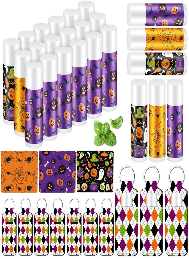 Swiffen 36 Pcs Halloween Lip Balms Gifts Bulk Halloween Party Favors Lip Balm Holder Keychain Spooky Ghost Skull Bat Lipstick Moisturizers for Adults Treat Bags Stuffers Party Supplies(Classic Style) - Image 1