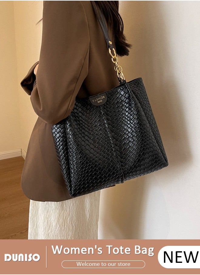 DUNISO - Women's Shoulder Tote Bag Faux Leather Handbag For Women Large Capacity Bucket Crossbody Bag Fashionable Travel Messenger Bag Shoulder Bag For Ladies Girls College Students - Image 1