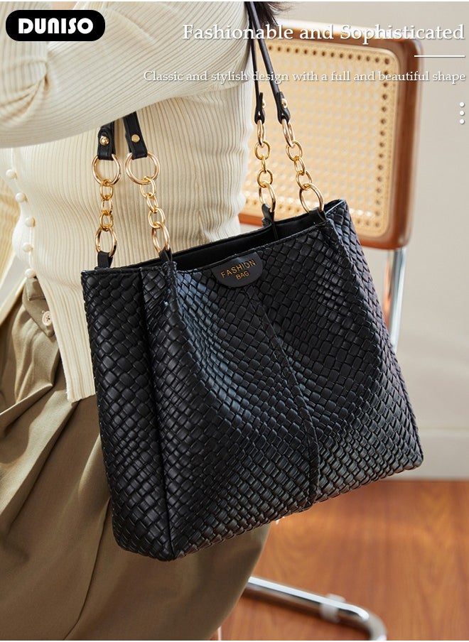 DUNISO - Women's Shoulder Tote Bag Faux Leather Handbag For Women Large Capacity Bucket Crossbody Bag Fashionable Travel Messenger Bag Shoulder Bag For Ladies Girls College Students - Image 1