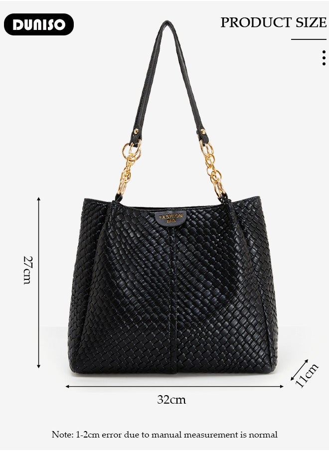 DUNISO - Women's Shoulder Tote Bag Faux Leather Handbag For Women Large Capacity Bucket Crossbody Bag Fashionable Travel Messenger Bag Shoulder Bag For Ladies Girls College Students - Image 1
