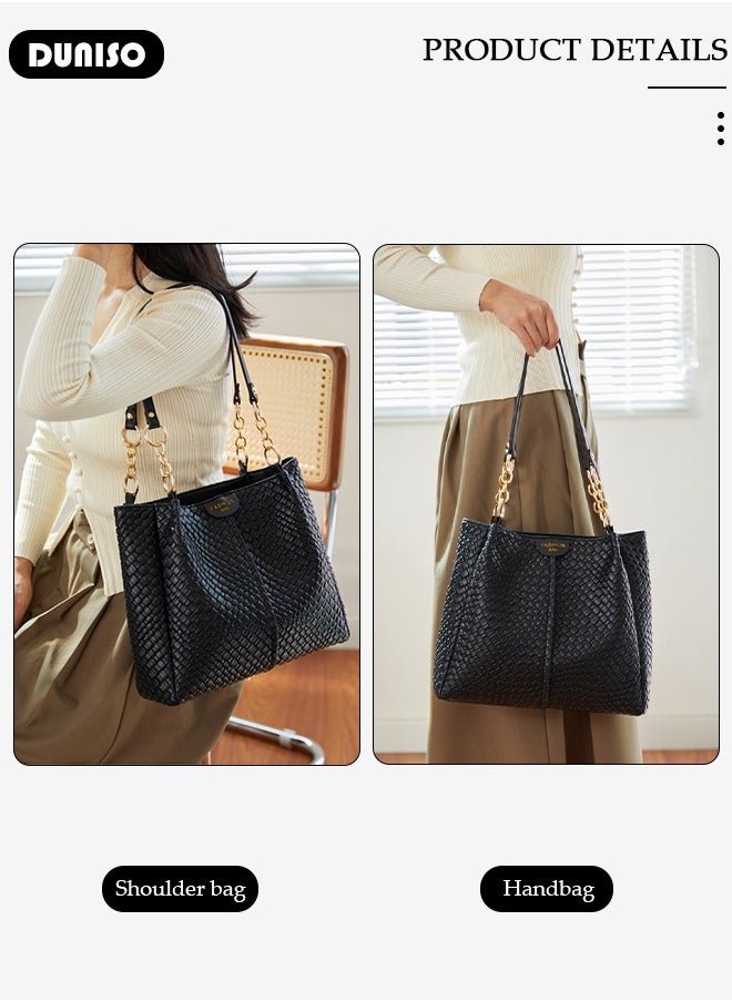 DUNISO - Women's Shoulder Tote Bag Faux Leather Handbag For Women Large Capacity Bucket Crossbody Bag Fashionable Travel Messenger Bag Shoulder Bag For Ladies Girls College Students - Image 1