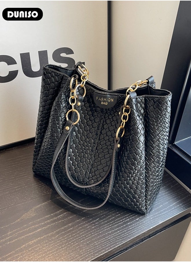 DUNISO - Women's Shoulder Tote Bag Faux Leather Handbag For Women Large Capacity Bucket Crossbody Bag Fashionable Travel Messenger Bag Shoulder Bag For Ladies Girls College Students - Image 1