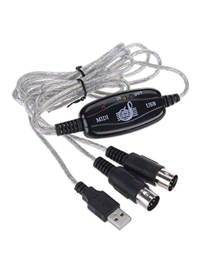 USB To MIDI Converter Cable Black/Silver - Image 1