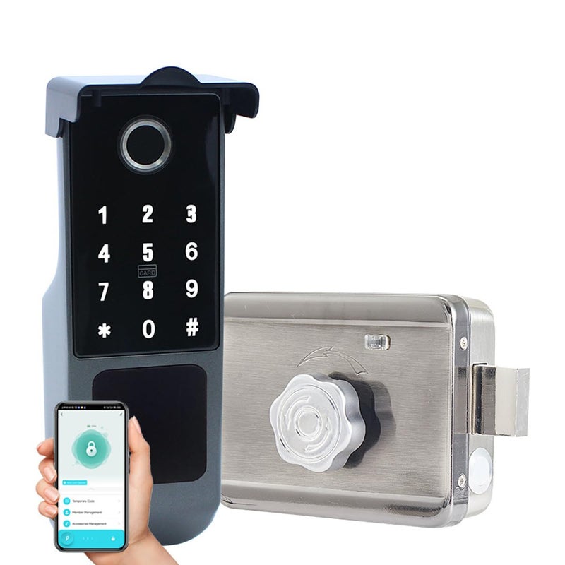 Xenocam Waterproof Outdoor Gate Smart Rim Smart Door Lock Wifi Fingerprint Smart Lock Support Password | IC Card | Key Wiring Digital Gate Access Control for Tuya - Image 1