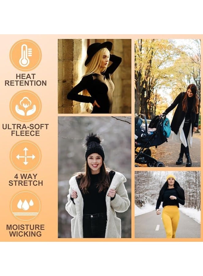 TAPIT Thermal Underwear Women Ultra-Soft Long Johns Set Ultra Thin Base Layer Skiing Winter Warm Top & Bottom Cold Weather Base Layer Top and Leggings Bottom (Beige) - Image 4