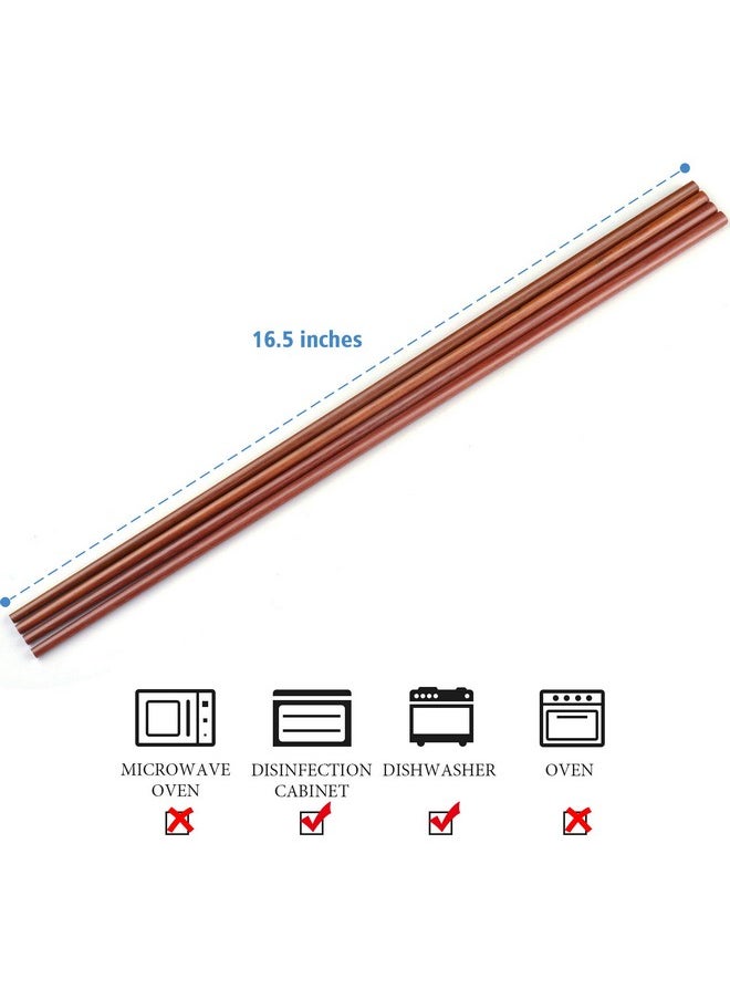 GLAMFIELDS - 16.5 Inches Wooden Cooking Chopsticks Reusable For Noodles Frying Hotpot Extra Long Kitchen Chop Sticks Brown 2 Pairs - Image 1