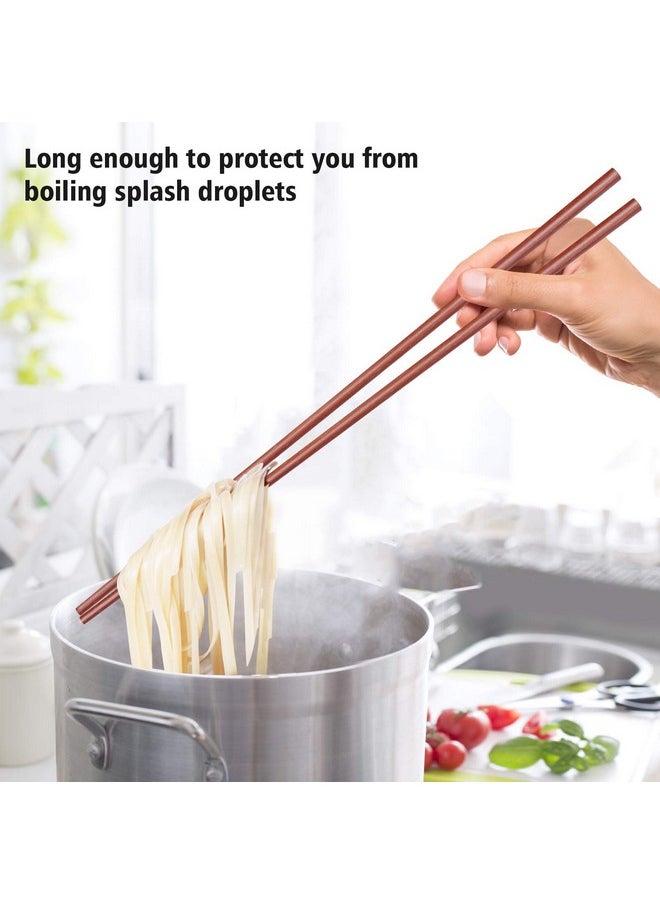 GLAMFIELDS - 16.5 Inches Wooden Cooking Chopsticks Reusable For Noodles Frying Hotpot Extra Long Kitchen Chop Sticks Brown 2 Pairs - Image 1