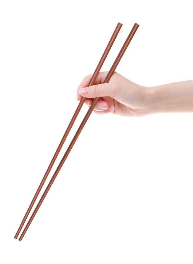 GLAMFIELDS - 16.5 Inches Wooden Cooking Chopsticks Reusable For Noodles Frying Hotpot Extra Long Kitchen Chop Sticks Brown 2 Pairs - Image 1