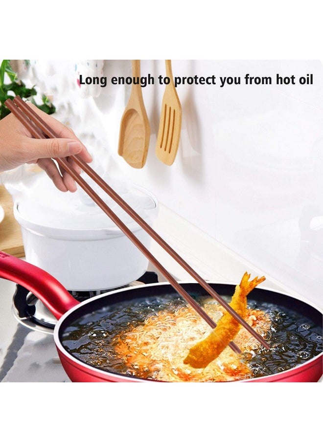 GLAMFIELDS - 16.5 Inches Wooden Cooking Chopsticks Reusable For Noodles Frying Hotpot Extra Long Kitchen Chop Sticks Brown 2 Pairs - Image 1