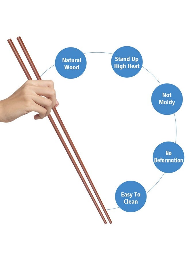 GLAMFIELDS - 16.5 Inches Wooden Cooking Chopsticks Reusable For Noodles Frying Hotpot Extra Long Kitchen Chop Sticks Brown 2 Pairs - Image 1