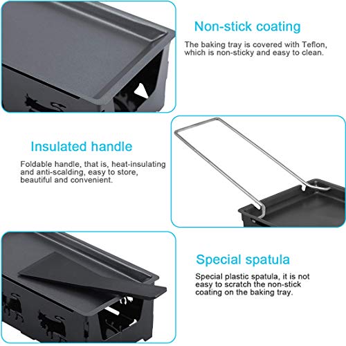 Together-life Cheese Raclette, Portable Foldable Non-Stick Cheese Rotaster Baking Tray Candlelight Cheese Melter Pan with Handle Spatula Barbecue Home Kitchen Grilling Tool - Image 5