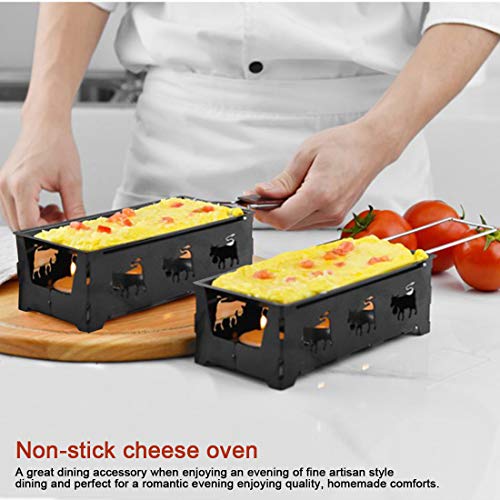 Together-life Cheese Raclette, Portable Foldable Non-Stick Cheese Rotaster Baking Tray Candlelight Cheese Melter Pan with Handle Spatula Barbecue Home Kitchen Grilling Tool - Image 3