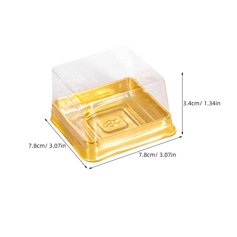 Golden Plastic Moon Cake Boxes 100pcs Round Pastry Containers with Lids Waterproof Bakery Storage - Image 3