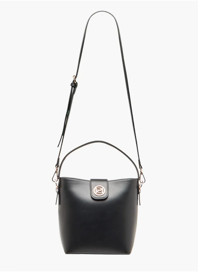 بابريكا Solid Crossbody Bag with Detachable Strap and Flap Closure