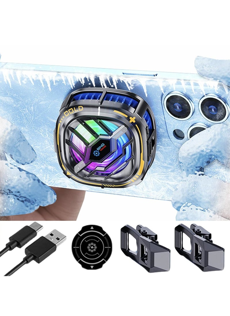 Joyelink Magnetic Cell Phone Cooler, RGB Phone Cooling Fan Portable Lightweight Mobile Phone Cooling Fan, Phone Radiator with Temperature Display for Mobile Gaming,Live Streaming etc  - Image 1