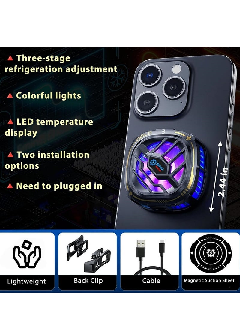 Joyelink Magnetic Cell Phone Cooler, RGB Phone Cooling Fan Portable Lightweight Mobile Phone Cooling Fan, Phone Radiator with Temperature Display for Mobile Gaming,Live Streaming etc  - Image 2