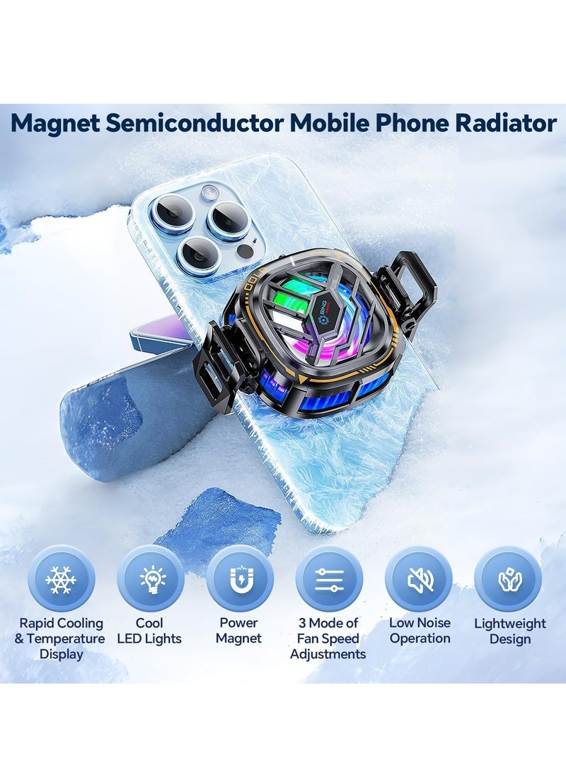 Joyelink Magnetic Cell Phone Cooler, RGB Phone Cooling Fan Portable Lightweight Mobile Phone Cooling Fan, Phone Radiator with Temperature Display for Mobile Gaming,Live Streaming etc  - Image 4