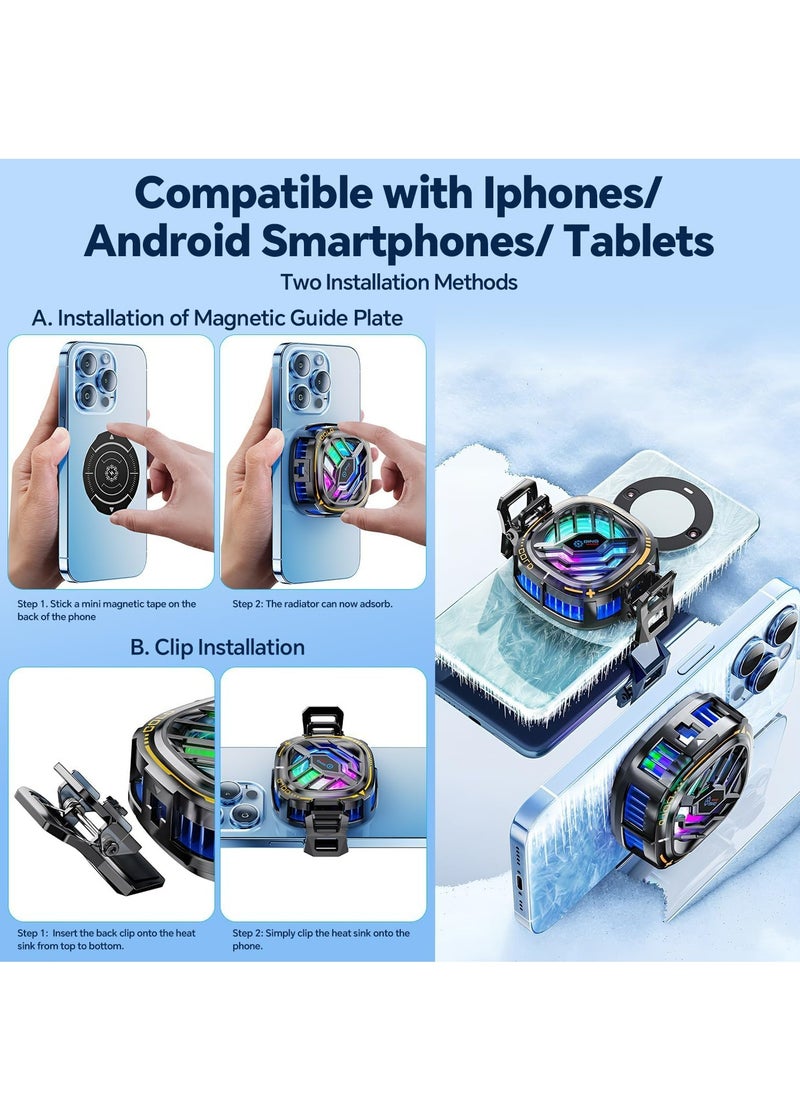 Joyelink Magnetic Cell Phone Cooler, RGB Phone Cooling Fan Portable Lightweight Mobile Phone Cooling Fan, Phone Radiator with Temperature Display for Mobile Gaming,Live Streaming etc  - Image 5