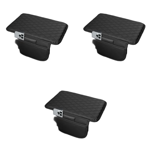 STHIRA® 3 Pack Center Console Armrest for Car Premium Pu Leather Ergonomic Comfort Car Arm Rest with 2 Mobile Pockets Easy Install Stylish Stitching Car Hand Rest Universal Fit for Suv Truck Car - Image 1