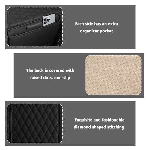 STHIRA® 3 Pack Center Console Armrest for Car Premium Pu Leather Ergonomic Comfort Car Arm Rest with 2 Mobile Pockets Easy Install Stylish Stitching Car Hand Rest Universal Fit for Suv Truck Car - Image 3