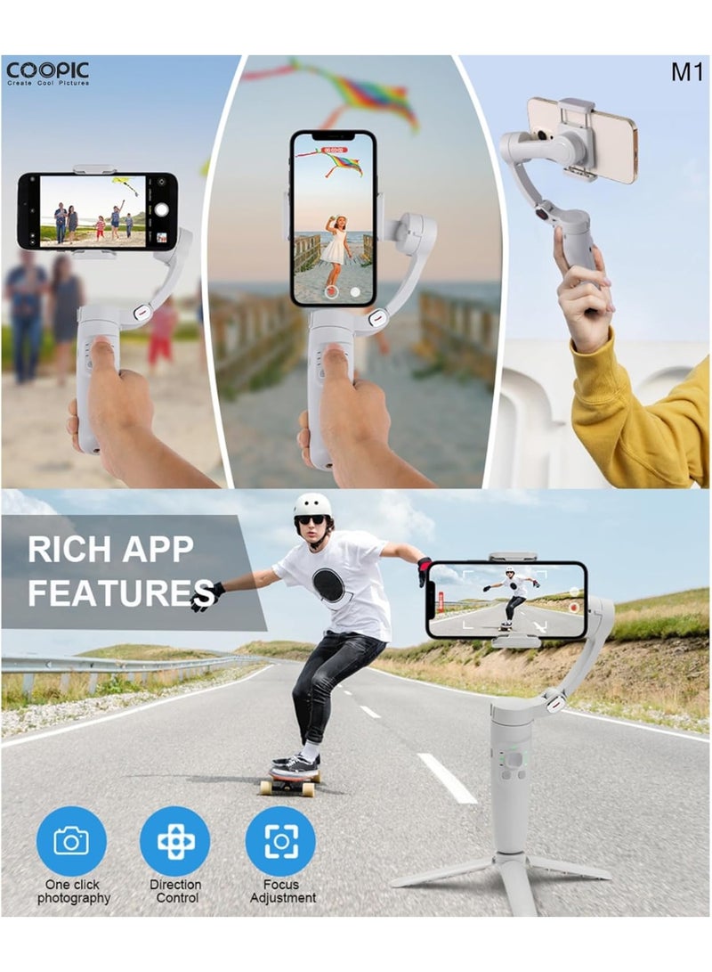 كوبيك مثبت يدوي ثلاثي المحاور NEW M1 للهواتف | تصميم قابل للطي، تثبيت مضاد للاهتزاز لتسجيل الفيديو والتدوين - Image 4
