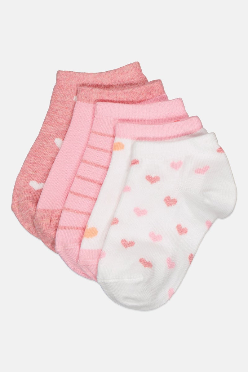 bebe Kids Girl 5 Pairs Printed Ankle Socks, Multicolor - Image 1