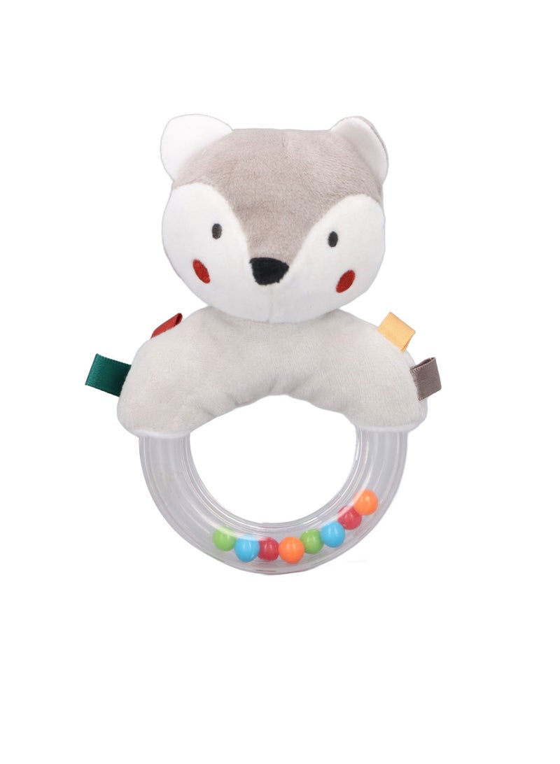 Velaurs Baby Grab Ring Hand Rattle Plush Toy Fox 0-1 Years Old  - Image 1