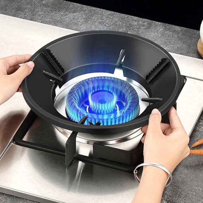 7 Seas 7Seas Gas Stove Ring suitable for All Woks Milk Pot Rack Fire and Windproof Gas Saver Burner Stand Gas Chula Support Stand With 4 leg Support flame protector gas saver stove stand  - Image 1