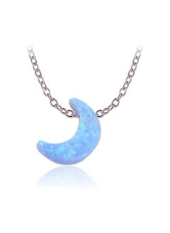 Fayrouz Jewellery Fayruz Jewelry Stainless Steel Blue Opal Chain Necklace 45cm Length, Blue Opal, for Women 18K White Gold Plated Steel Fashion Jewelry Necklace Chunky Jewelry for Girls and Women  - Image 2