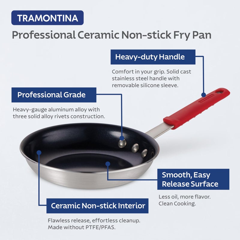 Tramontina Professional 12-Inch Ceramic Non Stick Large Frying Pan, Heavy-Gauge Aluminum Skillet with Ceramic Nonstick Coating, Dishwasher and Oven Safe, Black - Image 3