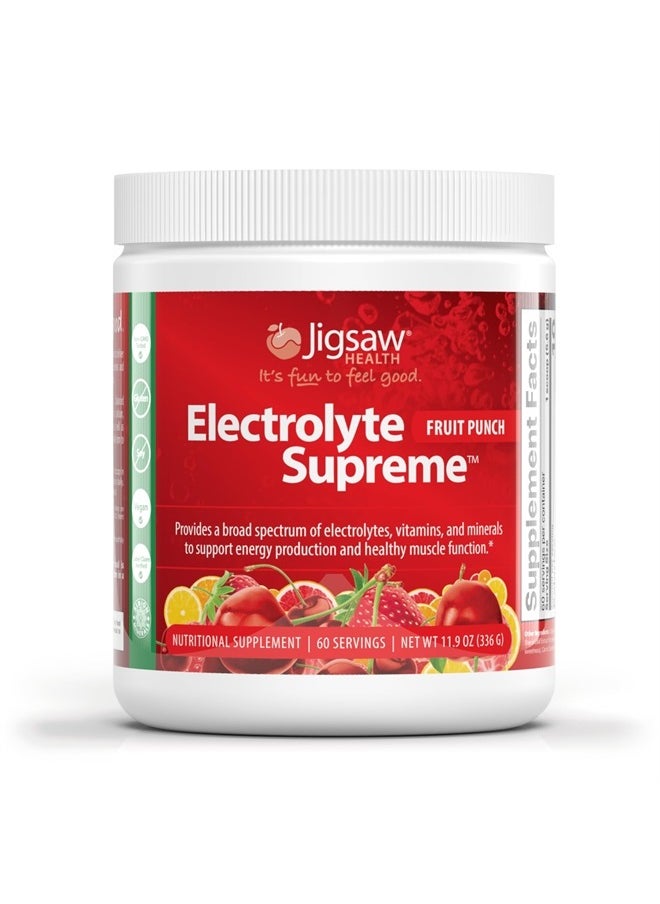 Jigsaw Health Electrolyte Supreme - Broad Spectrum of Electrolytes + Trace Minerals - 60 Servings (60 Servings Jar, Fruit Punch)  - Image 1
