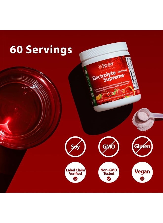Jigsaw Health Electrolyte Supreme - Broad Spectrum of Electrolytes + Trace Minerals - 60 Servings (60 Servings Jar, Fruit Punch)  - Image 3