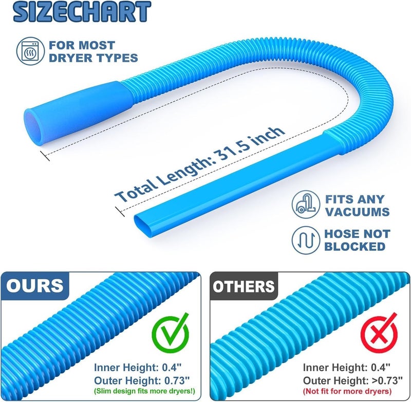 PetOde Dryer Vent Cleaner Kit, Flexible Dryer Lint Vacuum Attachment Compatible with Most Vacuum Cleaner, Blue - Image 5