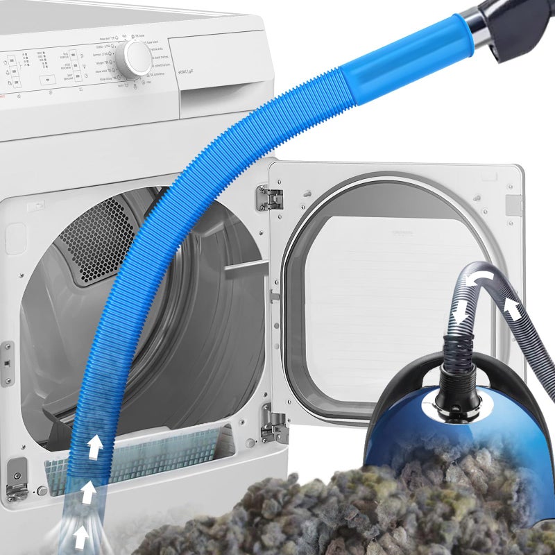 PetOde Dryer Vent Cleaner Kit, Flexible Dryer Lint Vacuum Attachment Compatible with Most Vacuum Cleaner, Blue - Image 1