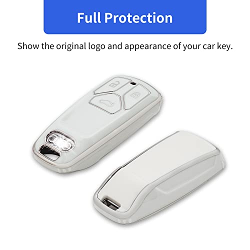 OFFCURVE غطاء مفتاح أوف كيرف لأودي - غطاء مفتاح ناعم خاص من TPU لمفتاح أودي A3 A4 A5 A6 Q5 Q7 TT TTS TT-RS SQ5 SQ7 R8 S5 RS4 RS5 - ملحقات السيارة - واقي مفتاح ذكي باللون الأبيض - Image 3