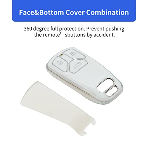 OFFCURVE غطاء مفتاح أوف كيرف لأودي - غطاء مفتاح ناعم خاص من TPU لمفتاح أودي A3 A4 A5 A6 Q5 Q7 TT TTS TT-RS SQ5 SQ7 R8 S5 RS4 RS5 - ملحقات السيارة - واقي مفتاح ذكي باللون الأبيض - Image 4