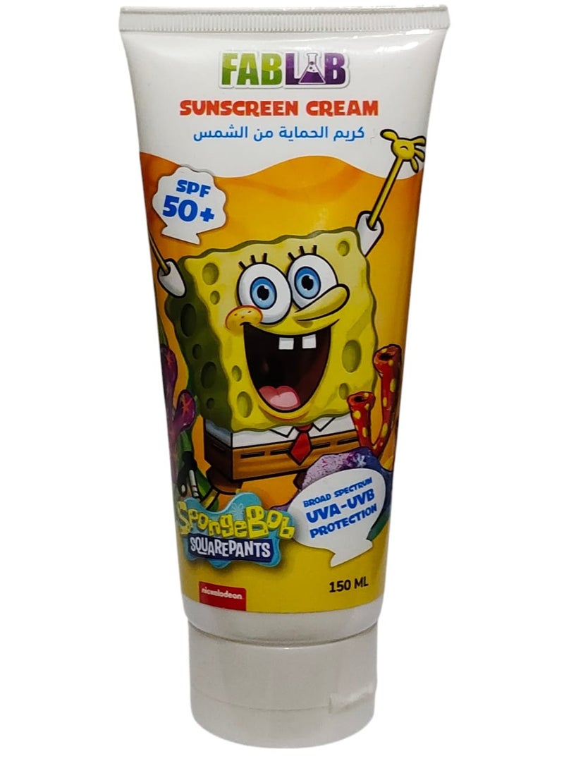 FabLab - Sunscreen Cream SpongeBob Spf+50 UVA-UVB Protection 150 ml - Image 1