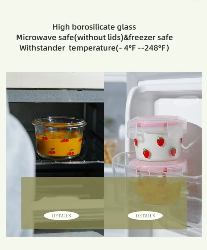 yaocoral 2 Pack 4 OZ Mini Glass Food Storage Containers with Lids Square Round PinkPurple Food Jars Small Glass Container for Food Portion Sauce Snack Yogurt Dressing Airtight Freezer Microwave Safe - Image 4