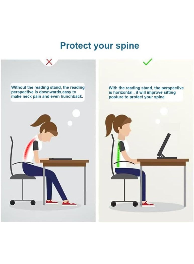 PTTIMFFM Adjustable Wooden Book Stand, Foldable Pine Reading Holder with Page Clips, Portable Bookshelf for Reading, Drawing, Cookbooks, Music Sheets & Laptops - Image 5